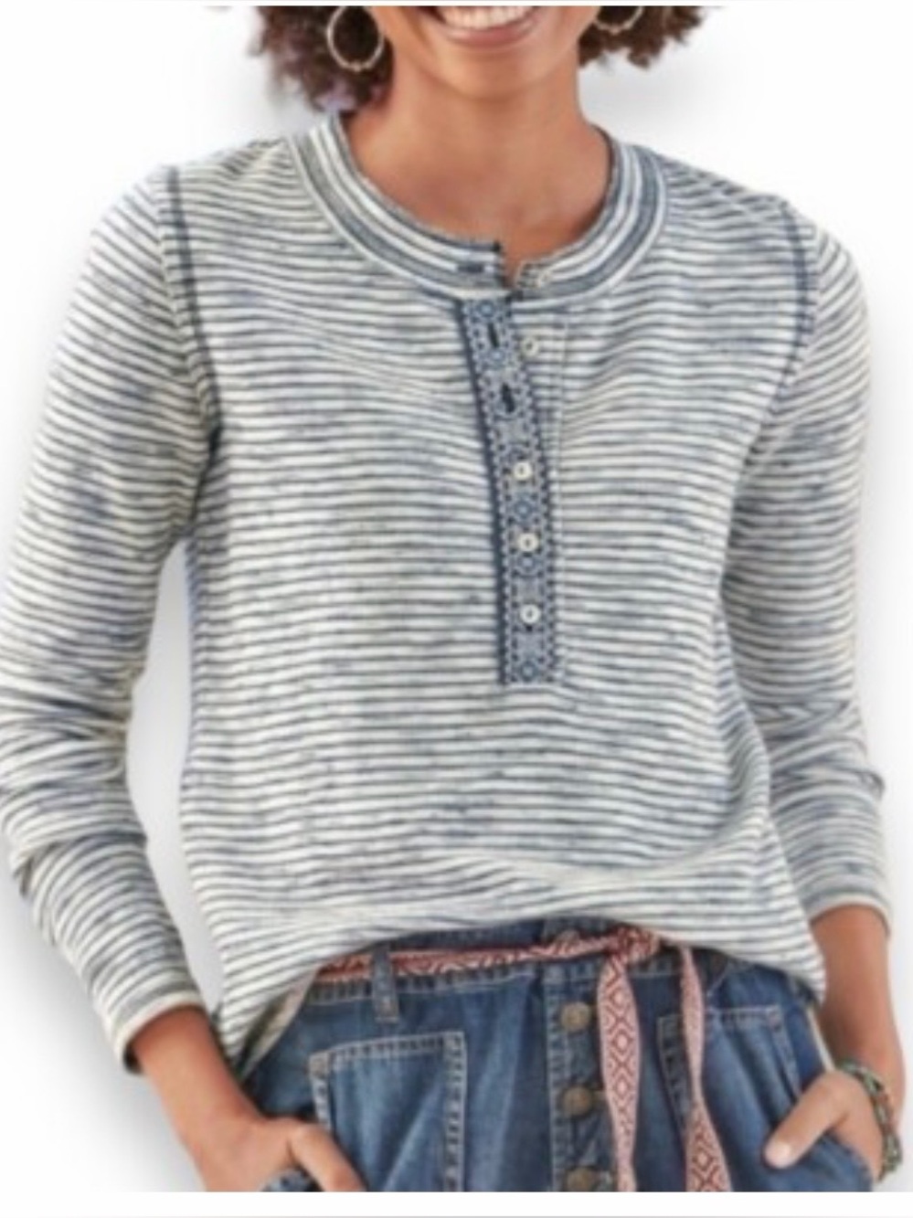 Sundance Cool Escape Henley Embroidered Large